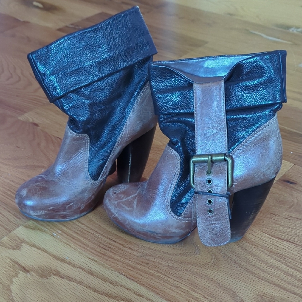 Dolce Vita Black and Brown Heeled Boots